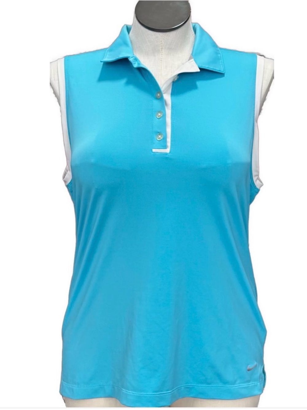 Nike Golf Shirt Performance Dri-Fit Polo Sleeveless Top - Aqua Blue Sz XL